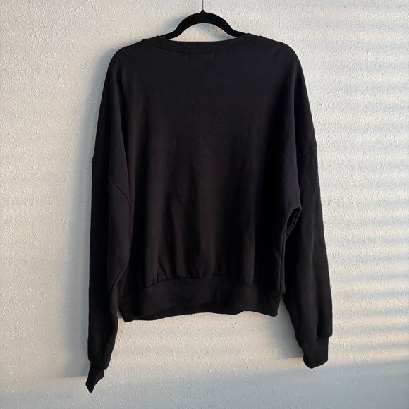 WILDFOX OVERSIZED SEQUINED HEART BLACK PULLOVER CREWNECK SWEATSHIRT - Picture 6 of 8